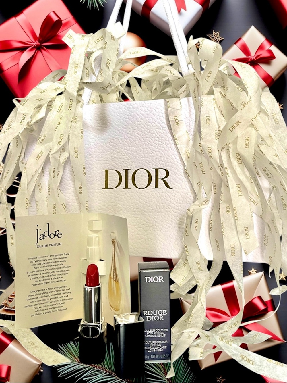 Dior Beauty NEW 999 Red Satin Lipstick NIB, Gift Bag +J’adore EDP Sample